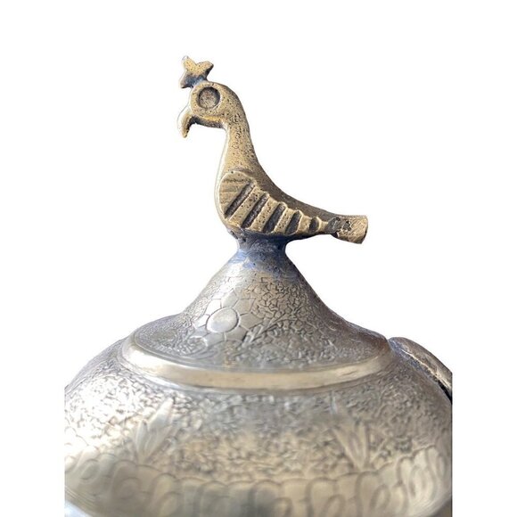 Antique Vintage Hand Etched Hinged Tea Coffee Pot Stamped Best German Silver - Picture 7 of 17